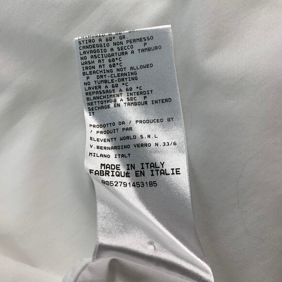 ELEVENTY Size XL White Solid Cotton Button Up Long Sleeve Shirt - Picture 7 of 7